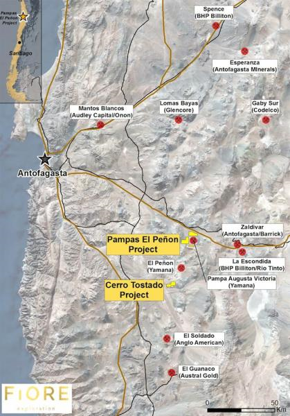Location of Mines in Atacama Desert