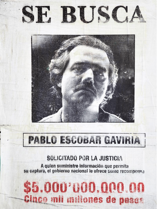 Wanted poster for Pablo Escobar